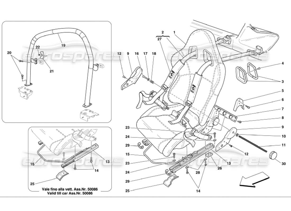 ferrari 360 modena cinturones de carreras de seat-4 puntos-barra antivuelco diagrama de piezas