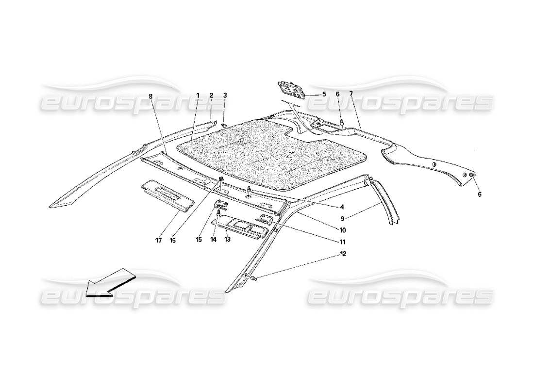 ferrari 348 (2.7 motronic) adornos de techo diagrama de piezas