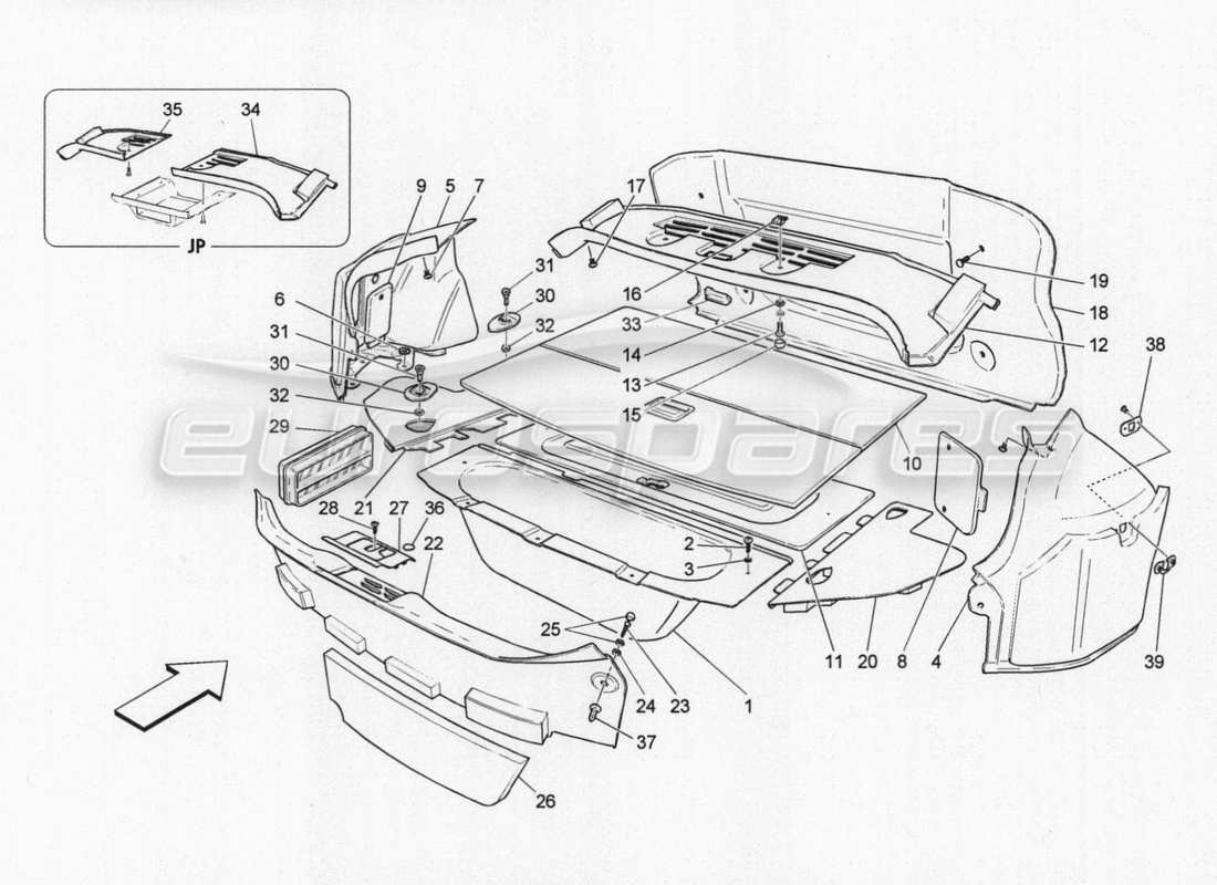 maserati granturismo special edition alfombrillas del maletero diagrama de piezas