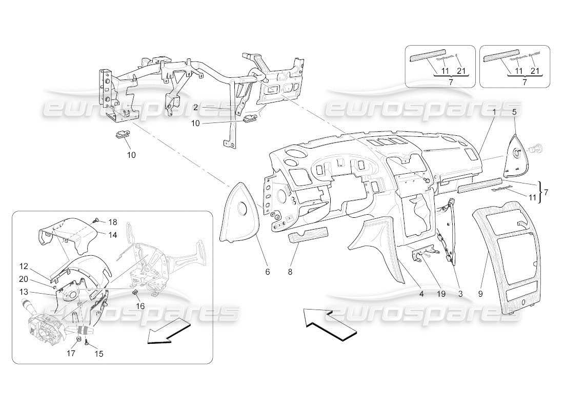 maserati qtp. (2010) 4.2 auto diagrama de piezas de la unidad del tablero