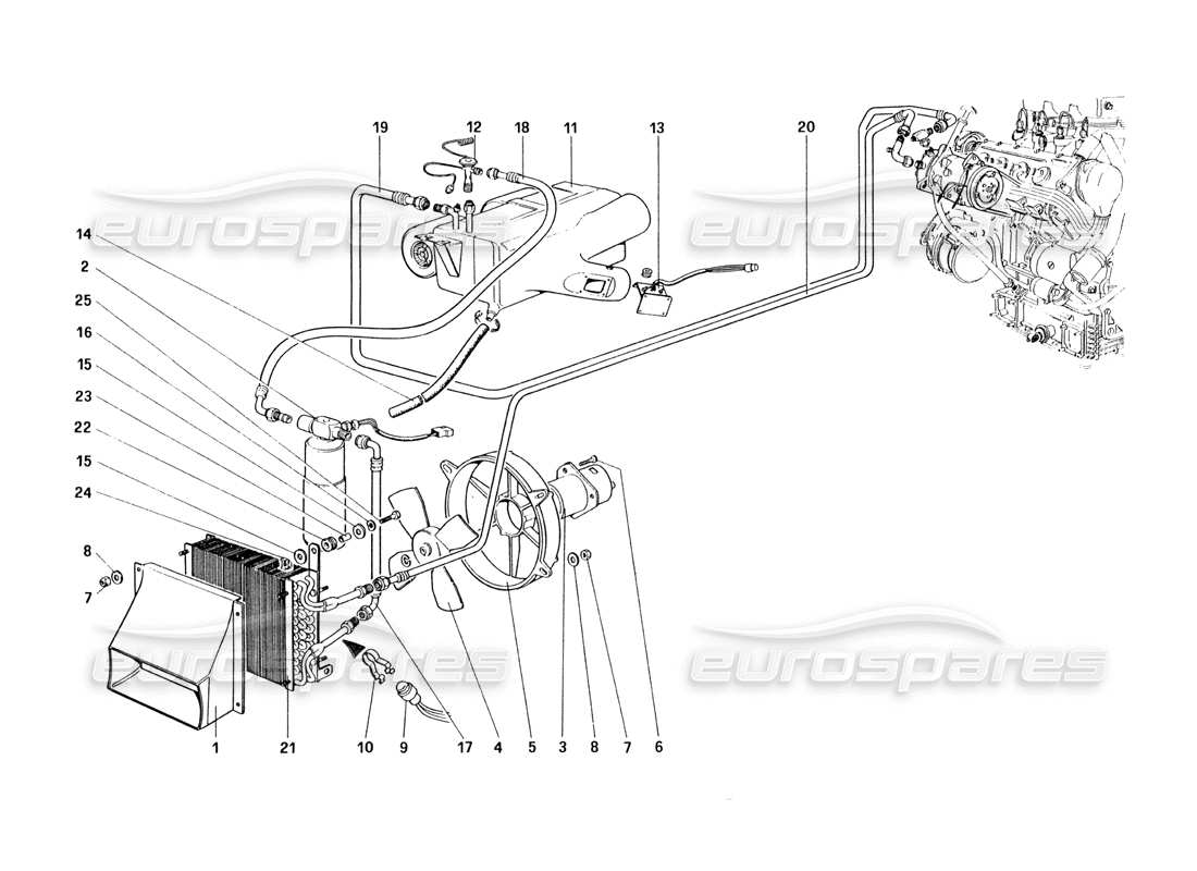 ferrari 328 (1985) sistema de aire acondicionado diagrama de piezas