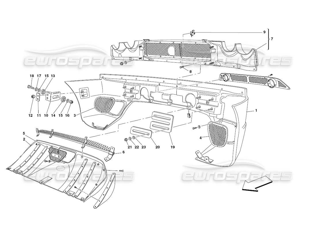ferrari 430 challenge (2006) parachoques trasero diagrama de piezas