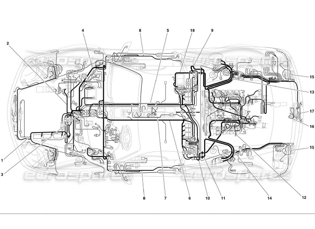 ferrari 360 modena sistema eléctrico diagrama de piezas