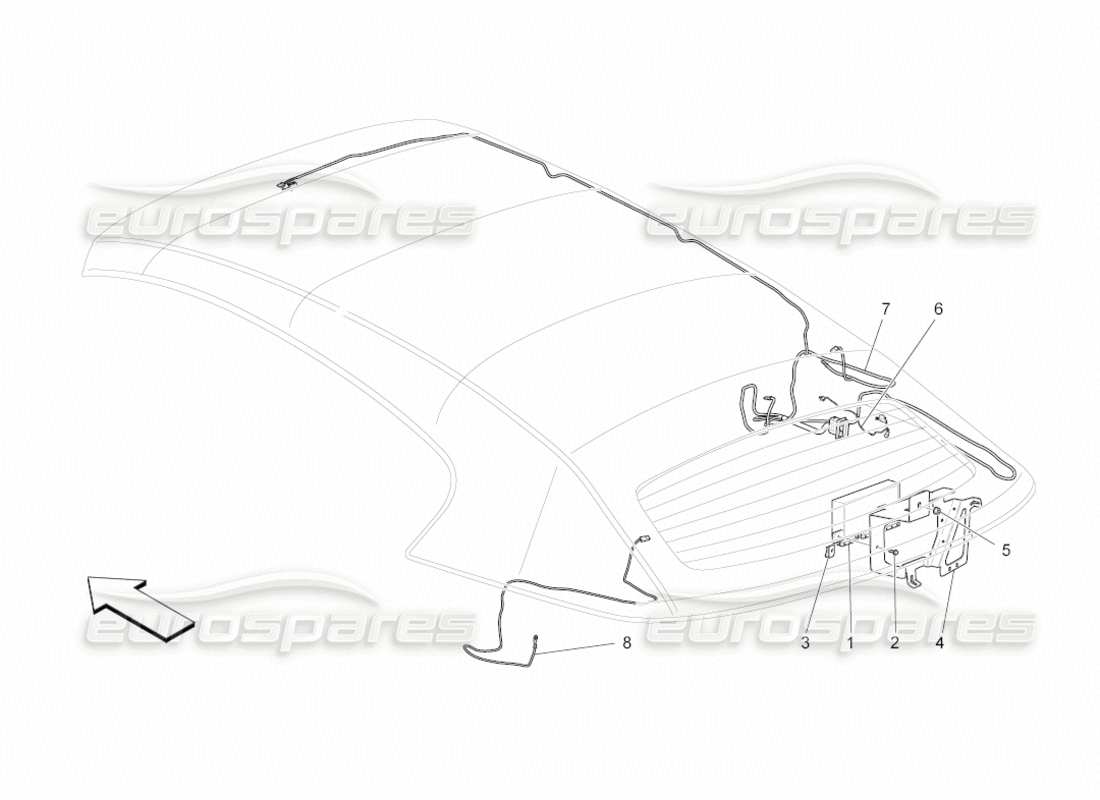 maserati grancabrio (2011) 4.7 capote eléctrico: control electrónico diagrama de piezas