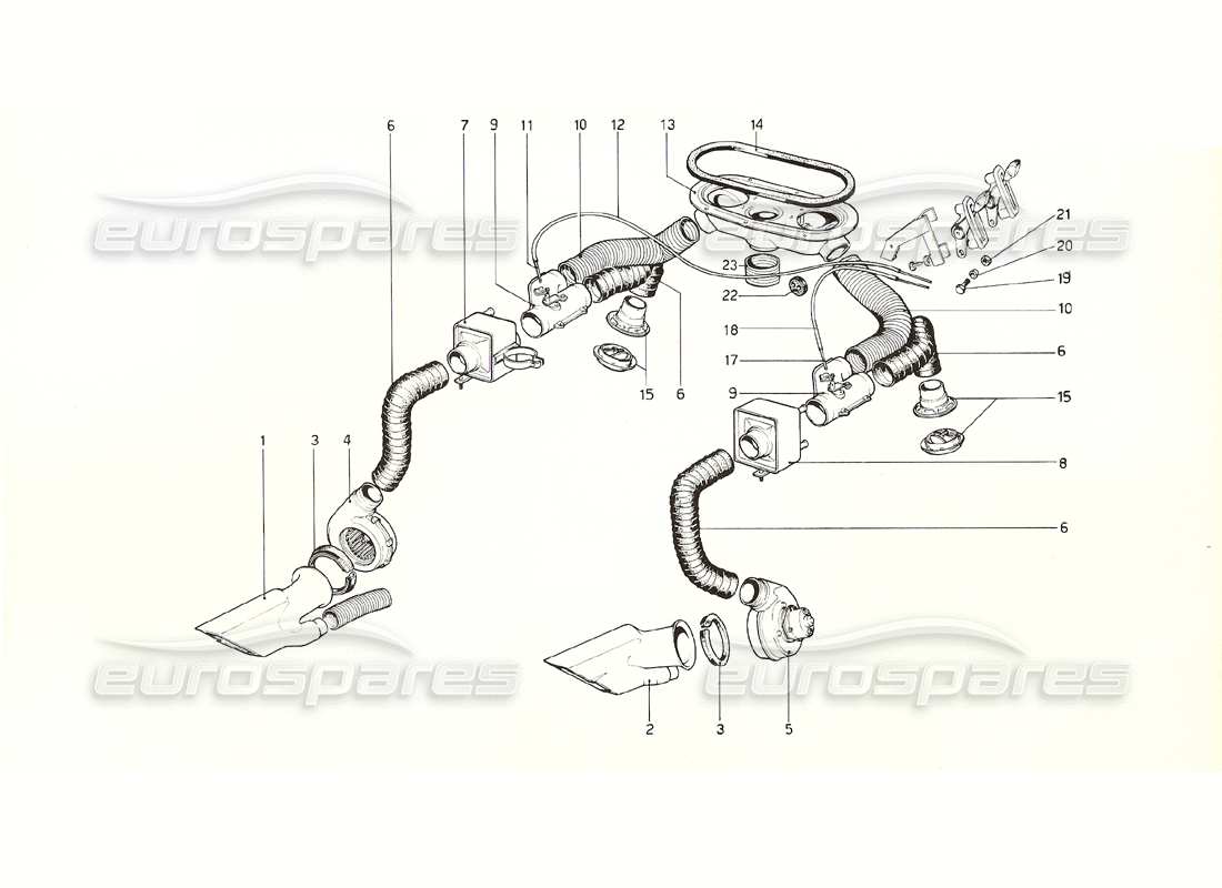 ferrari 308 gt4 dino (1976) sistema de calefacción diagrama de piezas