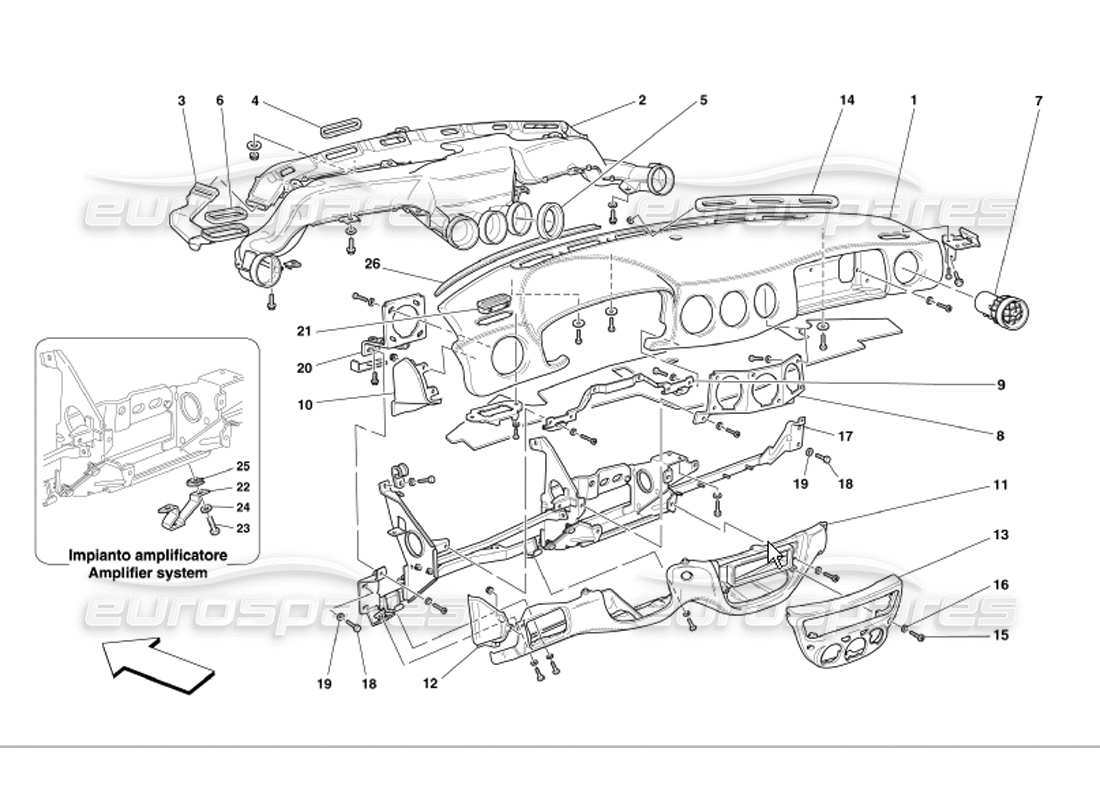 ferrari 360 modena panel diagrama de piezas