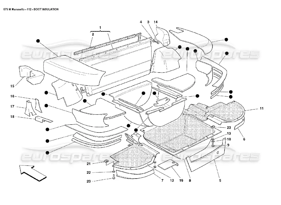 ferrari 575m maranello aislamiento de botas diagrama de piezas