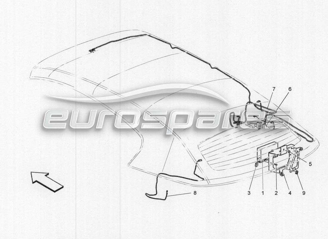 maserati grancabrio mc centenario sistema eléctrico: diagrama de piezas de control electrónico