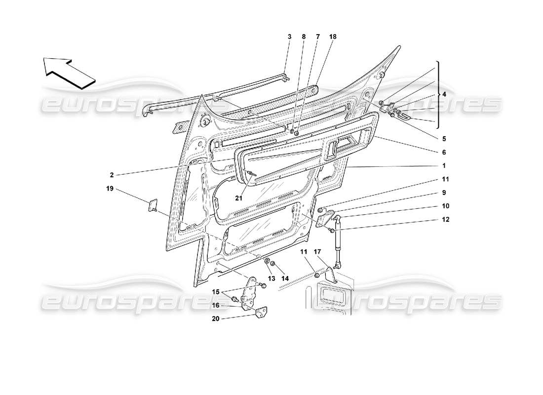 ferrari 355 (2.7 motronic) capucha delantera diagrama de piezas