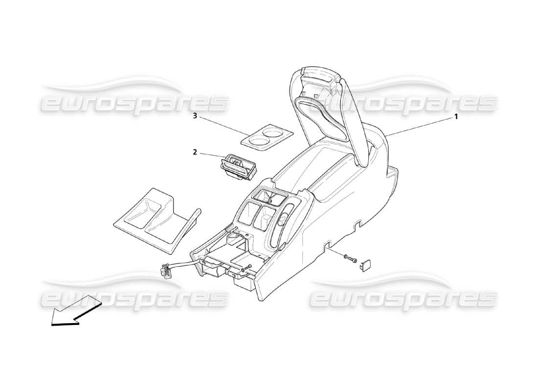 maserati qtp. (2003) 4.2 diagrama de piezas del compartimento del túnel y de los accesorios