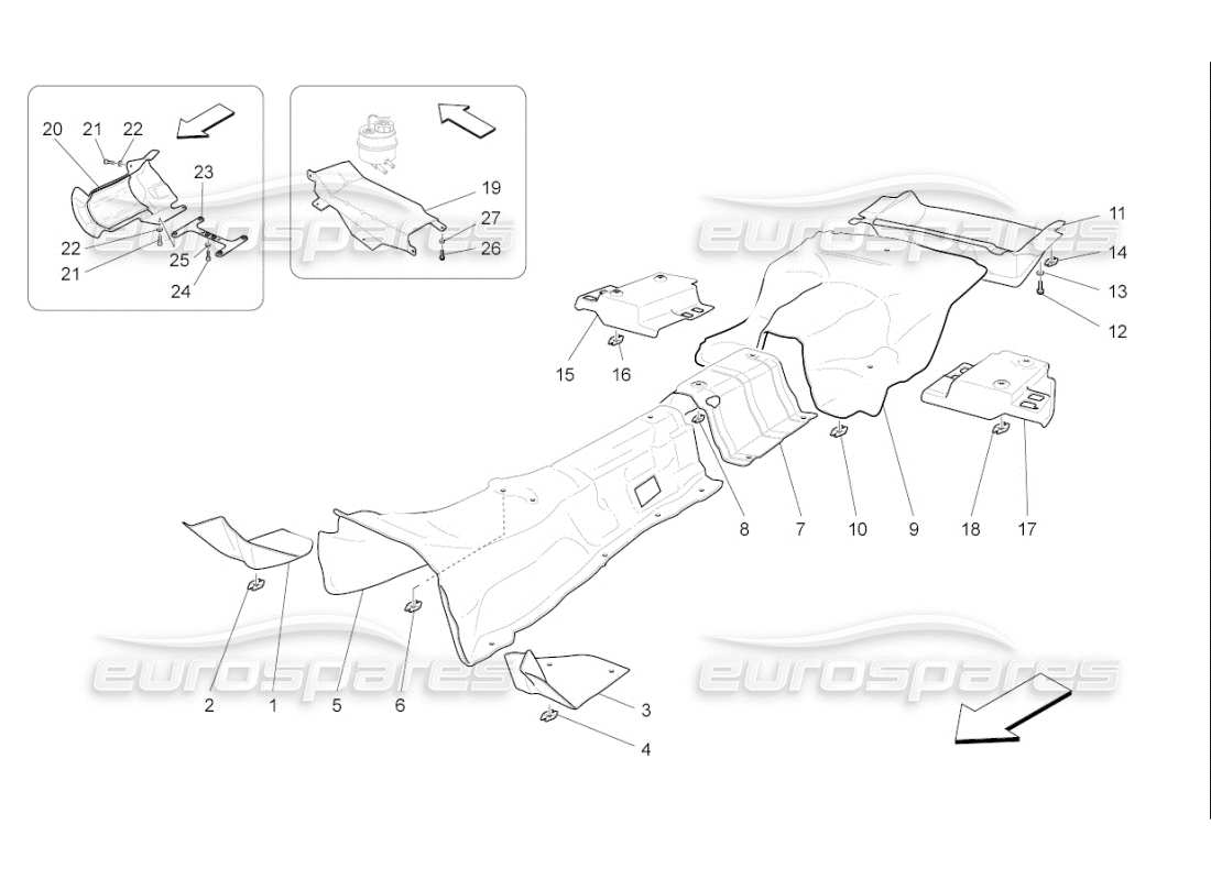 maserati qtp. (2007) 4.2 f1 paneles aislantes térmicos en el interior del vehículo diagrama de piezas