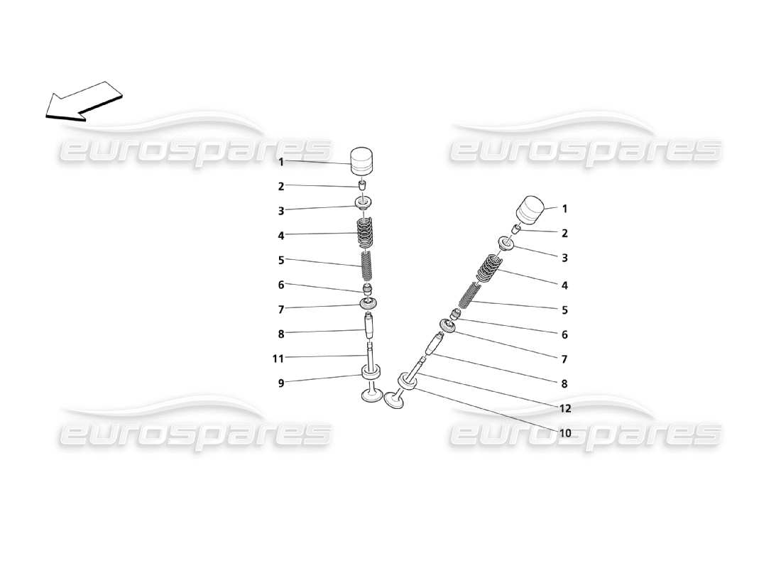 maserati qtp. (2003) 4.2 diagrama de piezas de válvulas
