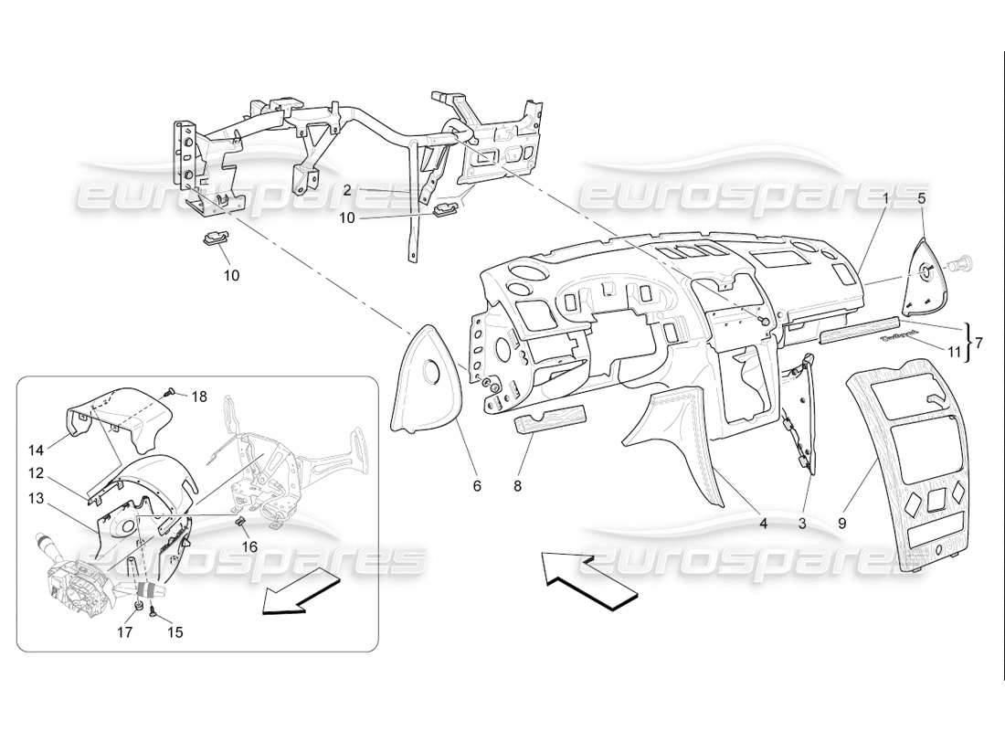 maserati qtp. (2006) 4.2 f1 unidad de tablero diagrama de piezas