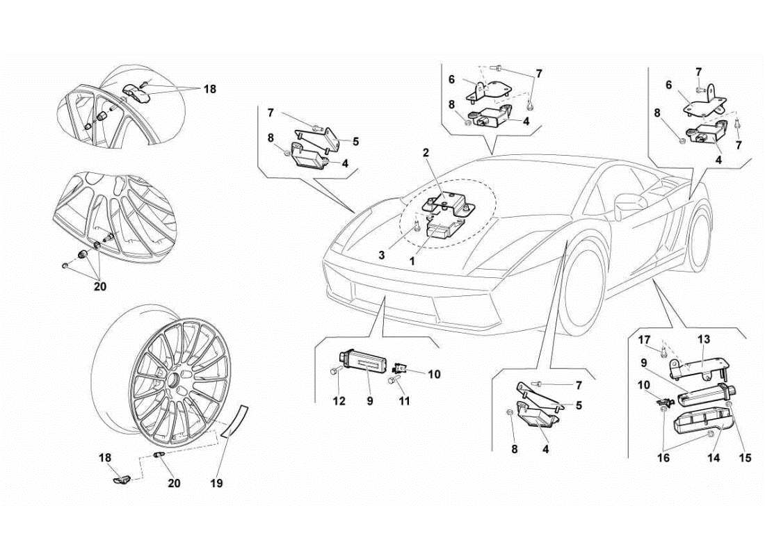 lamborghini gallardo sts ii sc sistema tpms diagrama de piezas