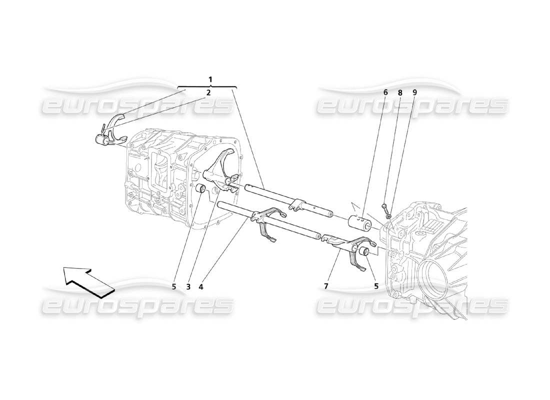 maserati qtp. (2003) 4.2 controles internos de la caja de cambios diagrama de piezas