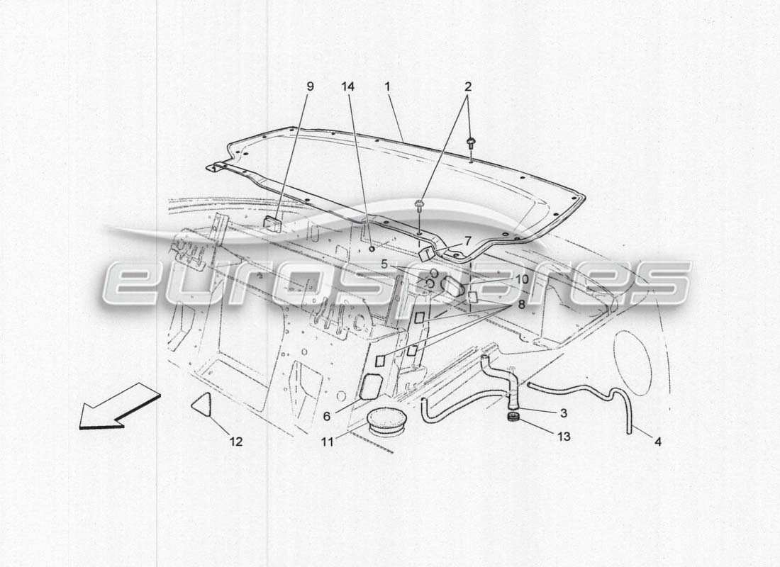 maserati grancabrio mc centenario sistema eléctrico: carcasa superior diagrama de piezas