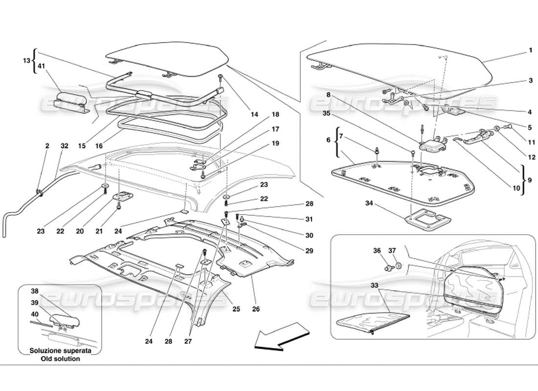 ferrari 360 modena diagrama de la parte superior extraíble