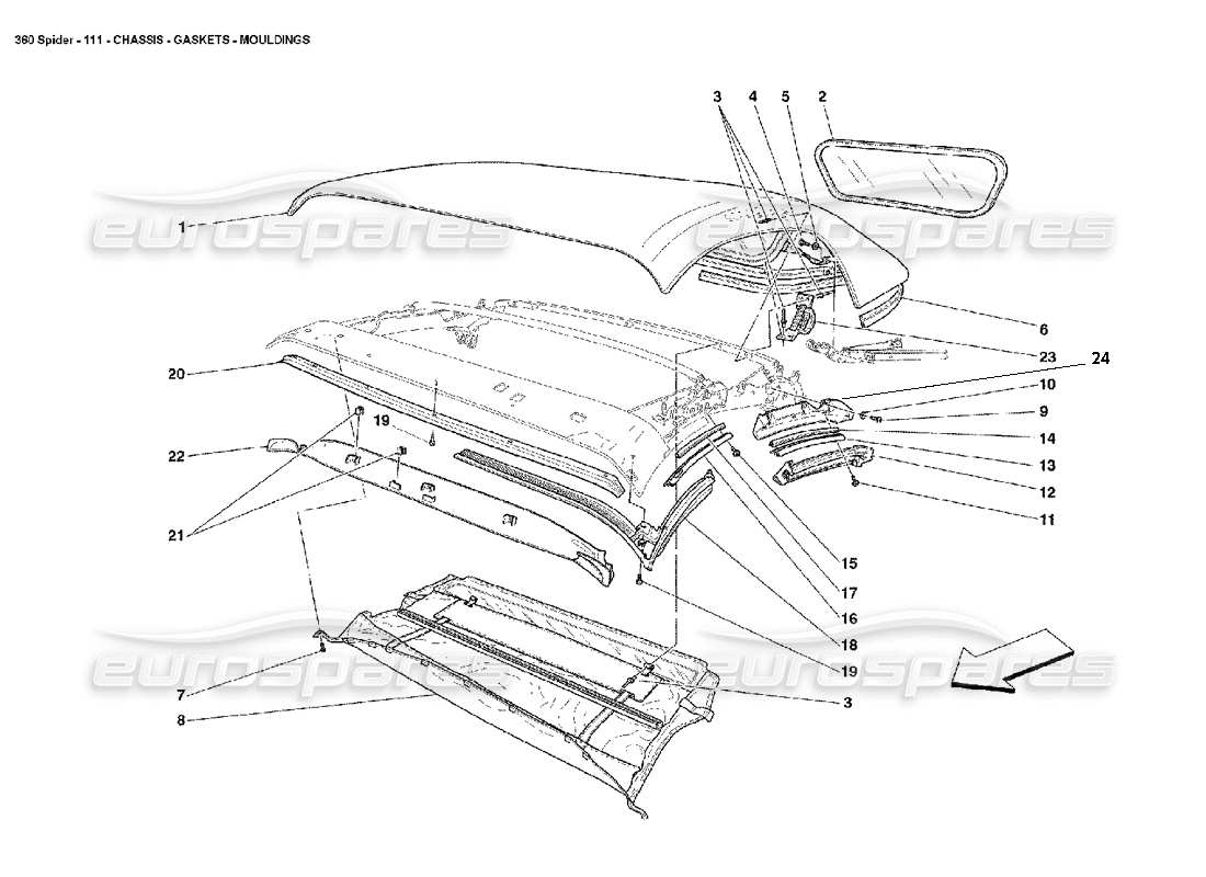 ferrari 360 spider chasis - juntas - molduras diagrama de piezas