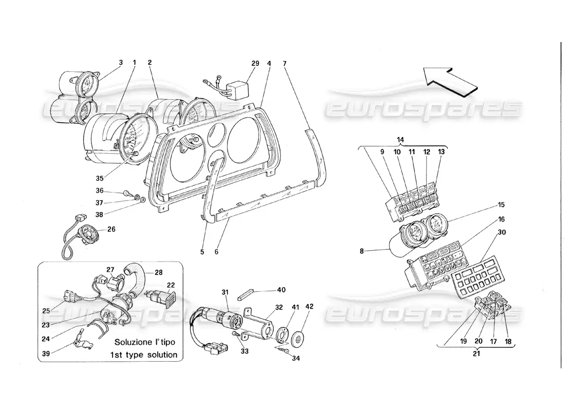 ferrari 348 (1993) tb / ts instruments diagrama de piezas