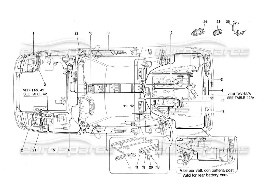 ferrari 348 (1993) tb / ts sistema eléctrico diagrama de piezas