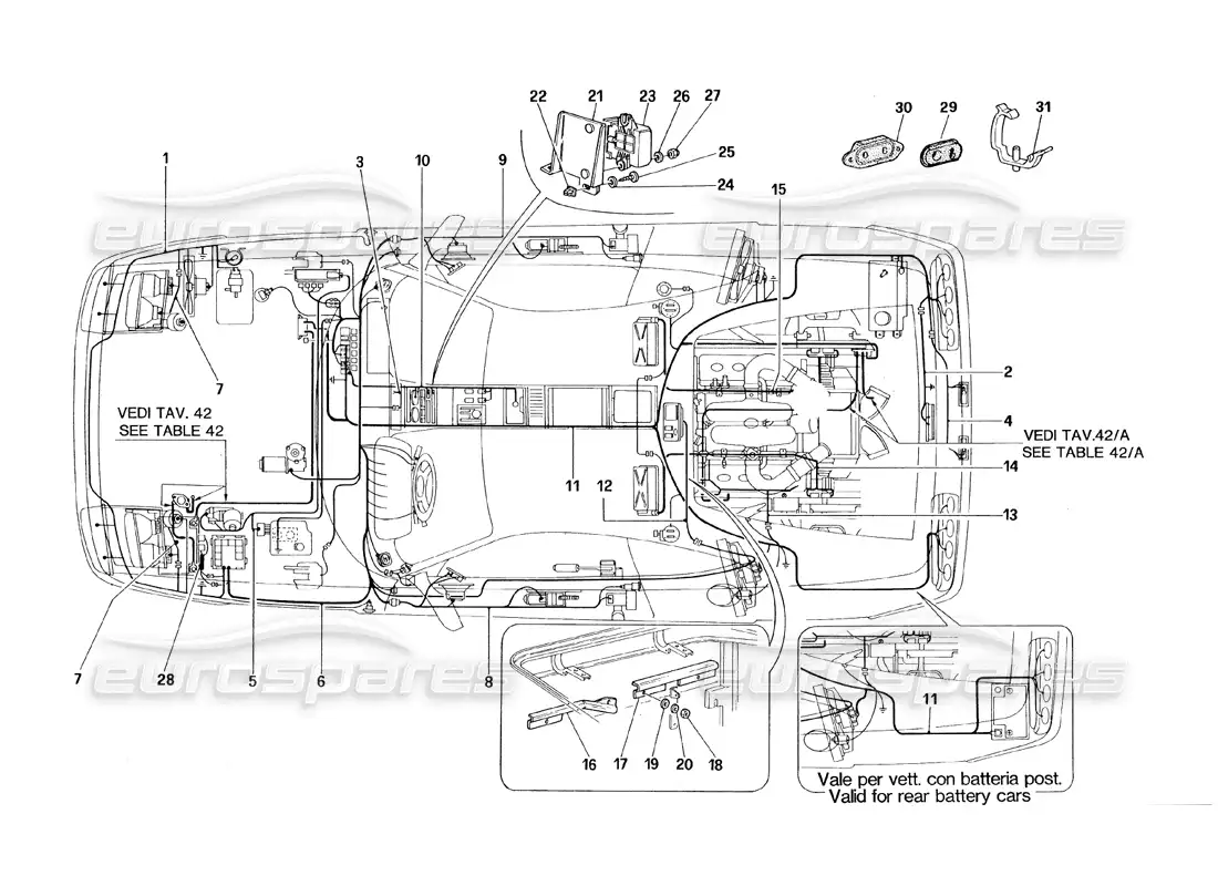 ferrari 348 (1993) tb / ts sistema eléctrico diagrama de piezas