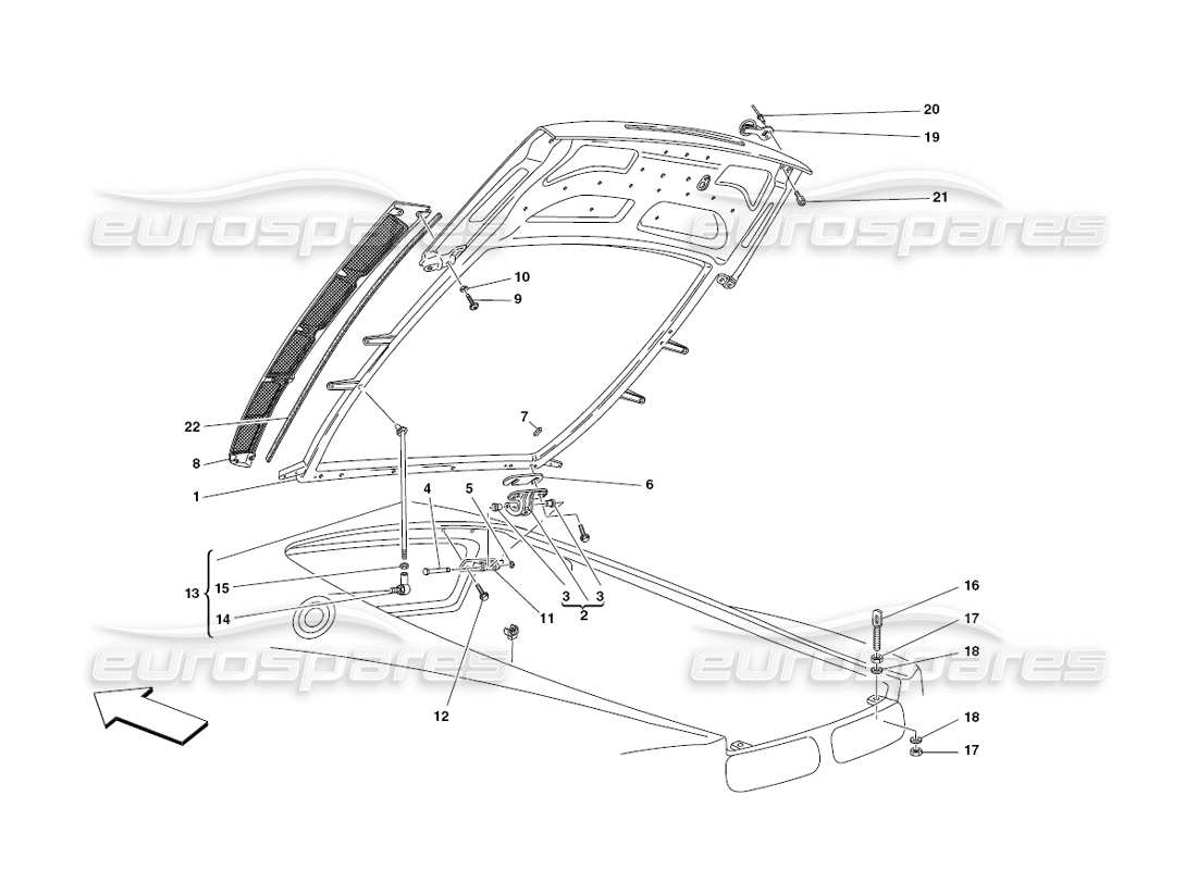 ferrari 430 challenge (2006) capó del motor diagrama de piezas