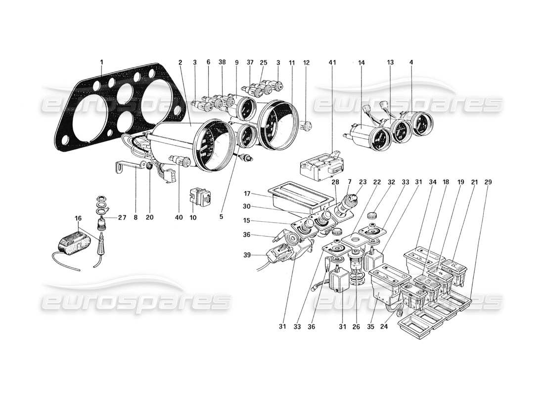 ferrari 328 (1985) instrumentos y accesorios diagrama de piezas