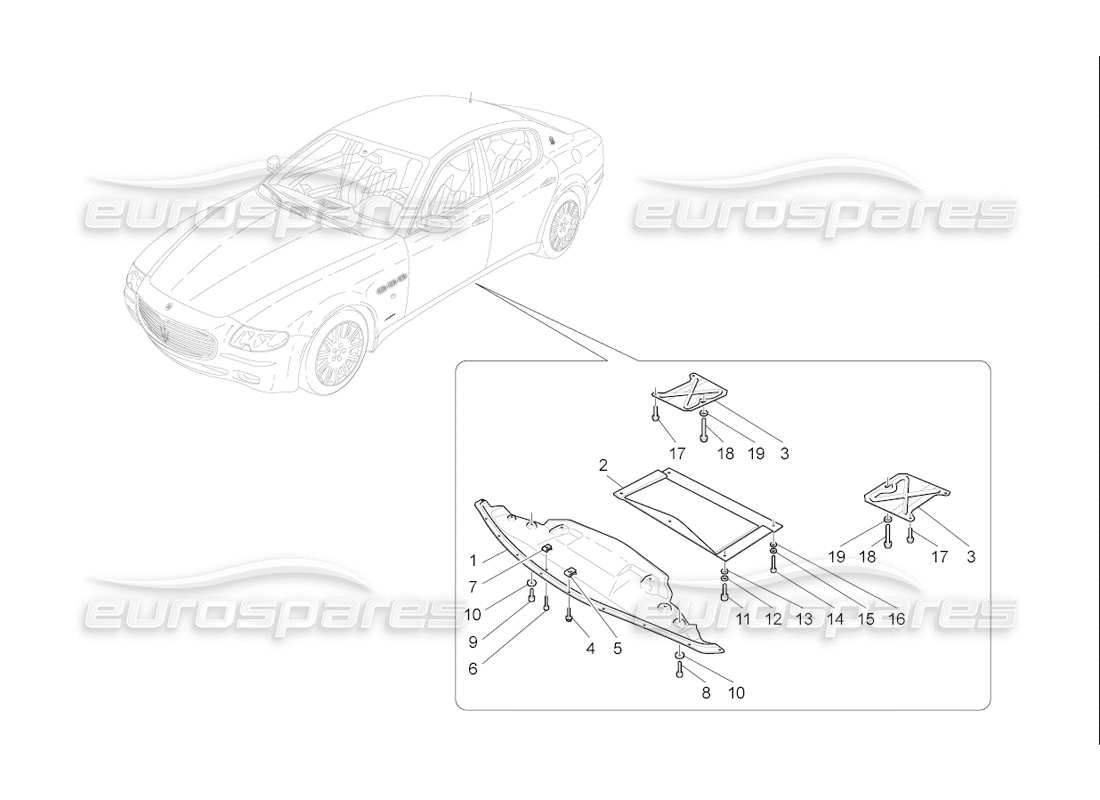 maserati qtp. (2006) 4.2 f1 diagrama de piezas de protectores de bajos y pisos