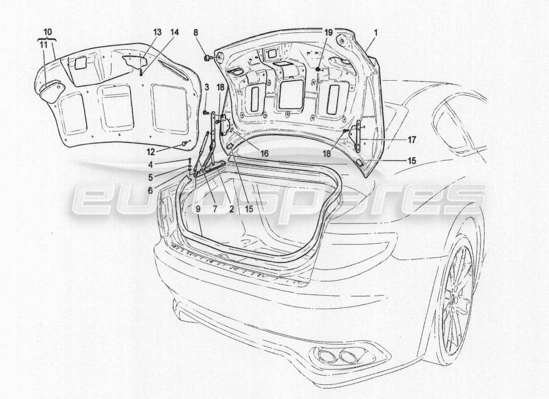 maserati granturismo special edition rear lid diagrama de piezas