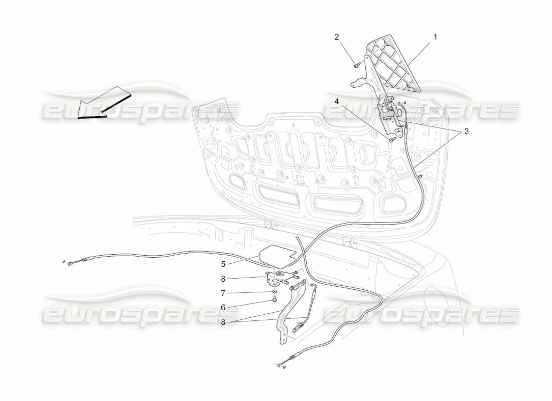 maserati grancabrio (2011) 4.7 capote eléctrico: diagrama de partes de flaps