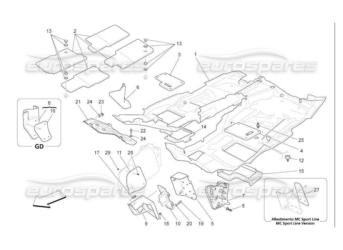 maserati qtp. (2007) 4.2 auto alfombrillas del habitáculo diagrama de piezas