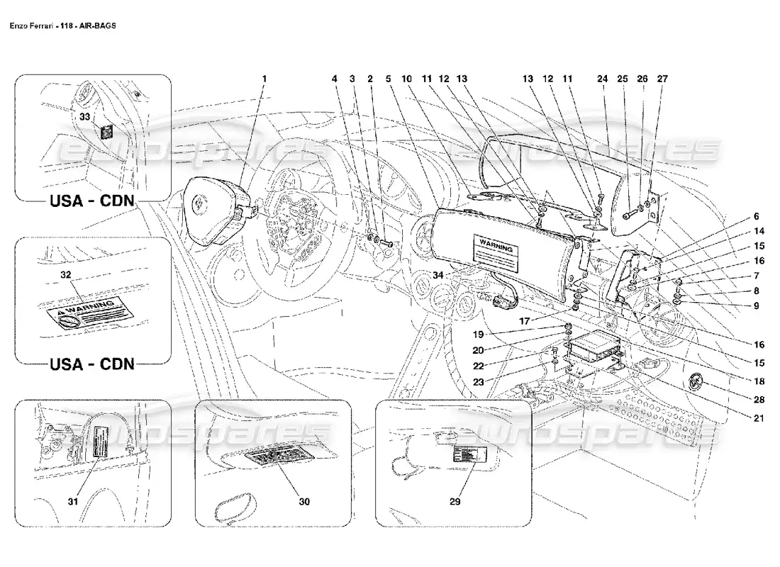 ferrari enzo bolsas de aire diagrama de piezas