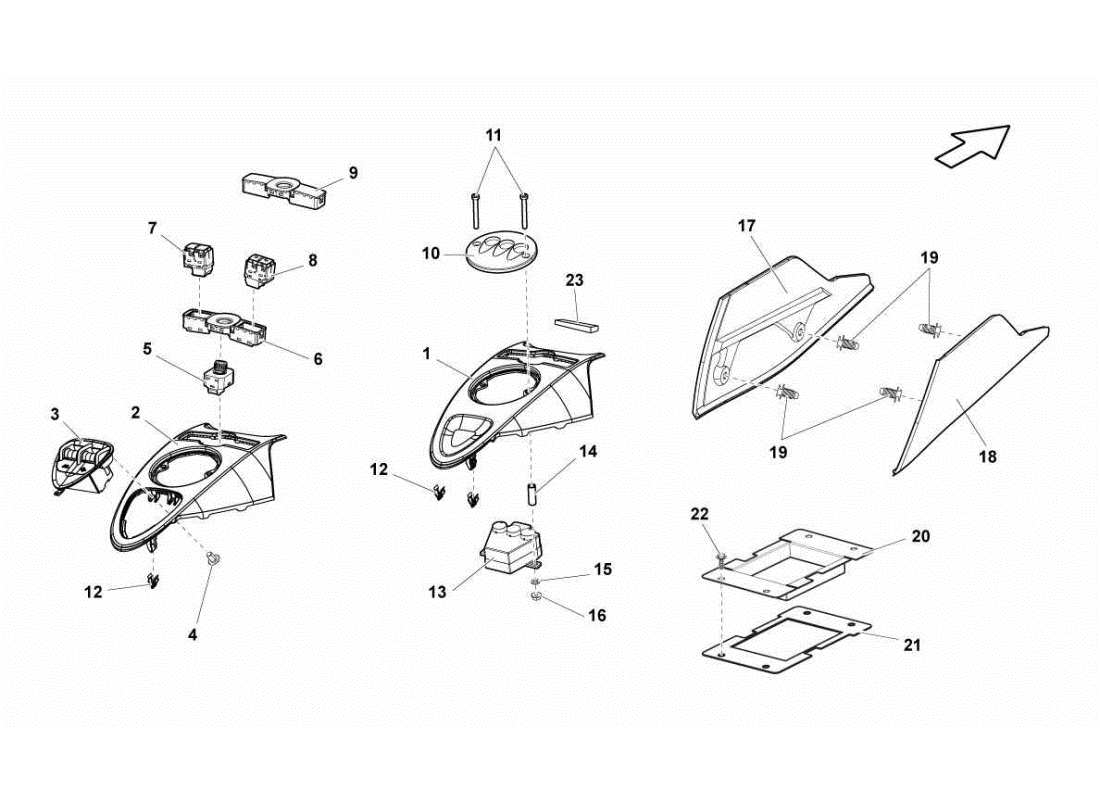 lamborghini gallardo sts ii sc túnel frontal diagrama de piezas