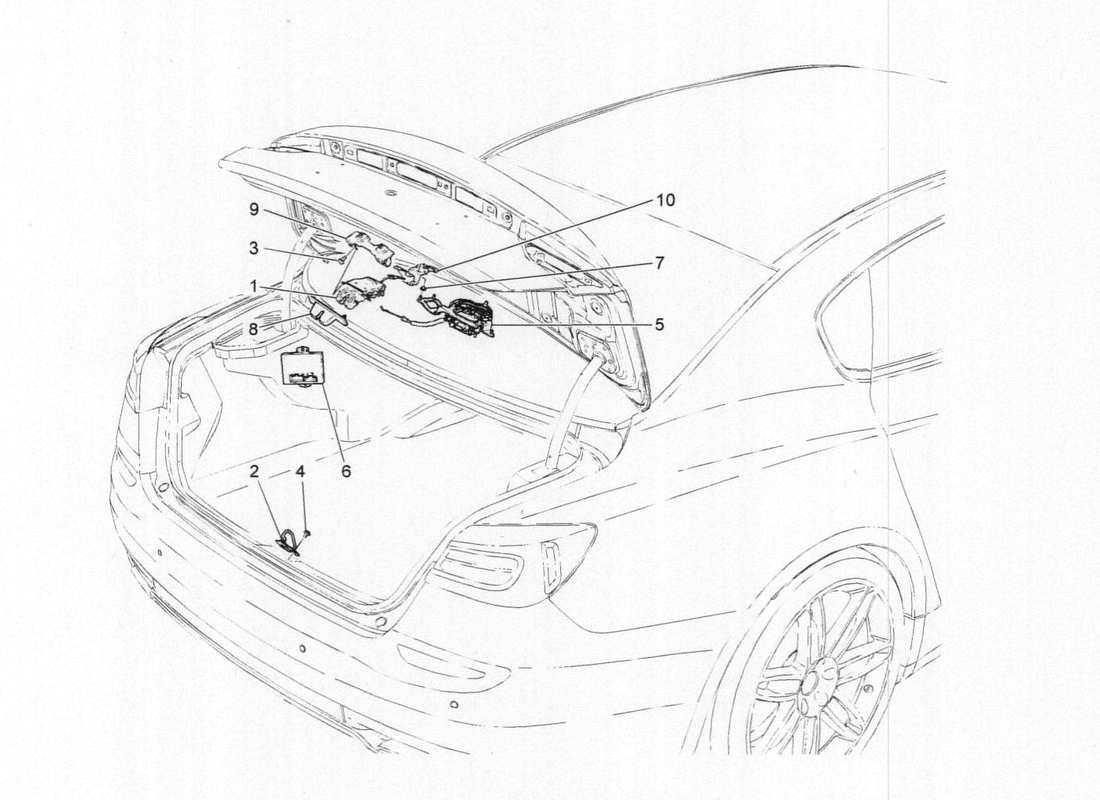 maserati qtp. v6 3.0 bt 410bhp 2015 diagrama de piezas de control de apertura de la tapa trasera