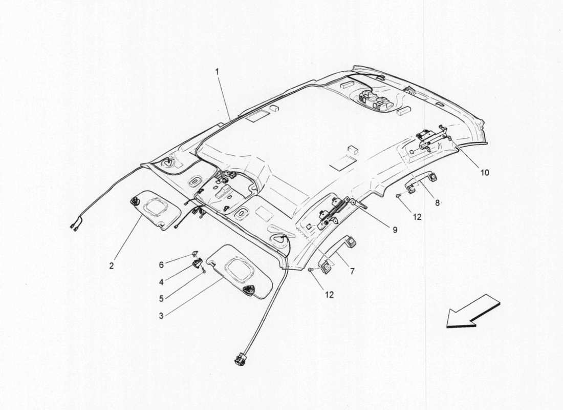 maserati qtp. v6 3.0 bt 410bhp 2015 diagrama de piezas de techo y parasoles
