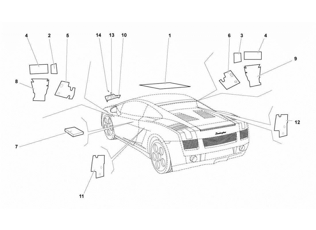 lamborghini gallardo sts ii sc aislamientos e insonorización diagrama de piezas