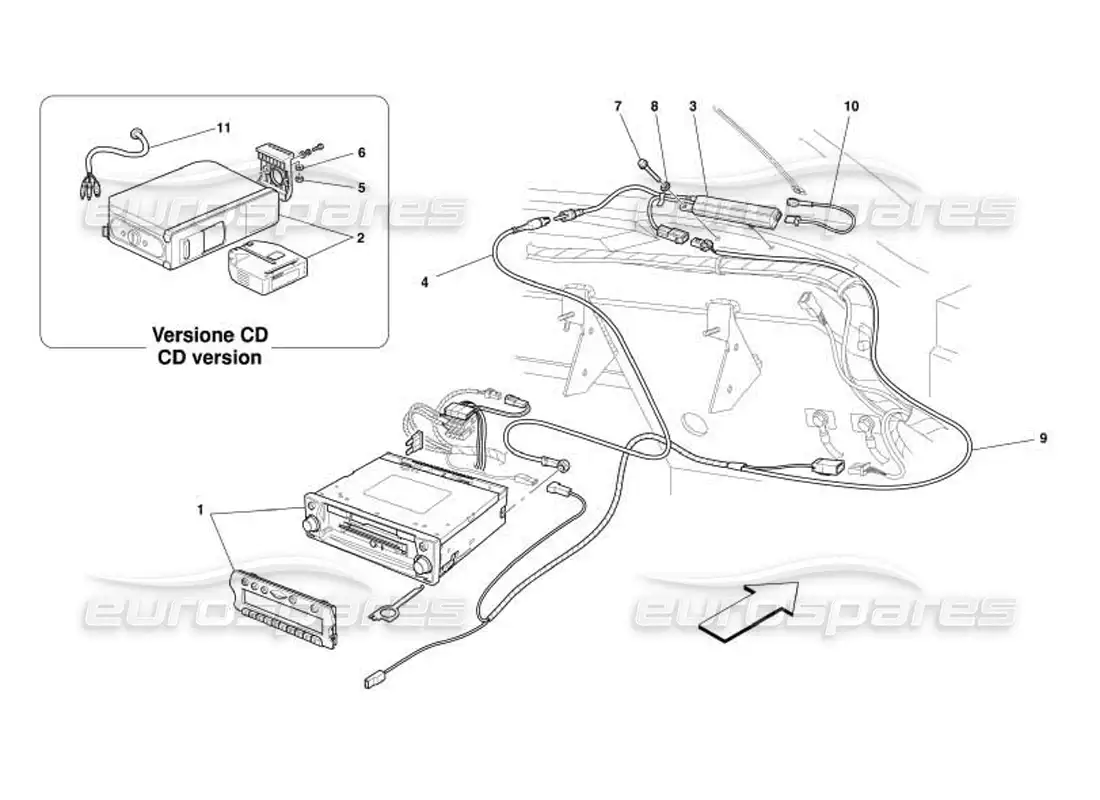ferrari 550 barchetta equipo estéreo diagrama de piezas