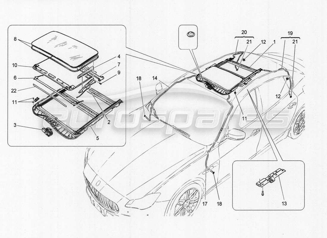 maserati qtp. v8 3.8 530bhp auto 2015 paneles de insonorización en el interior del vehículo. diagrama de piezas.