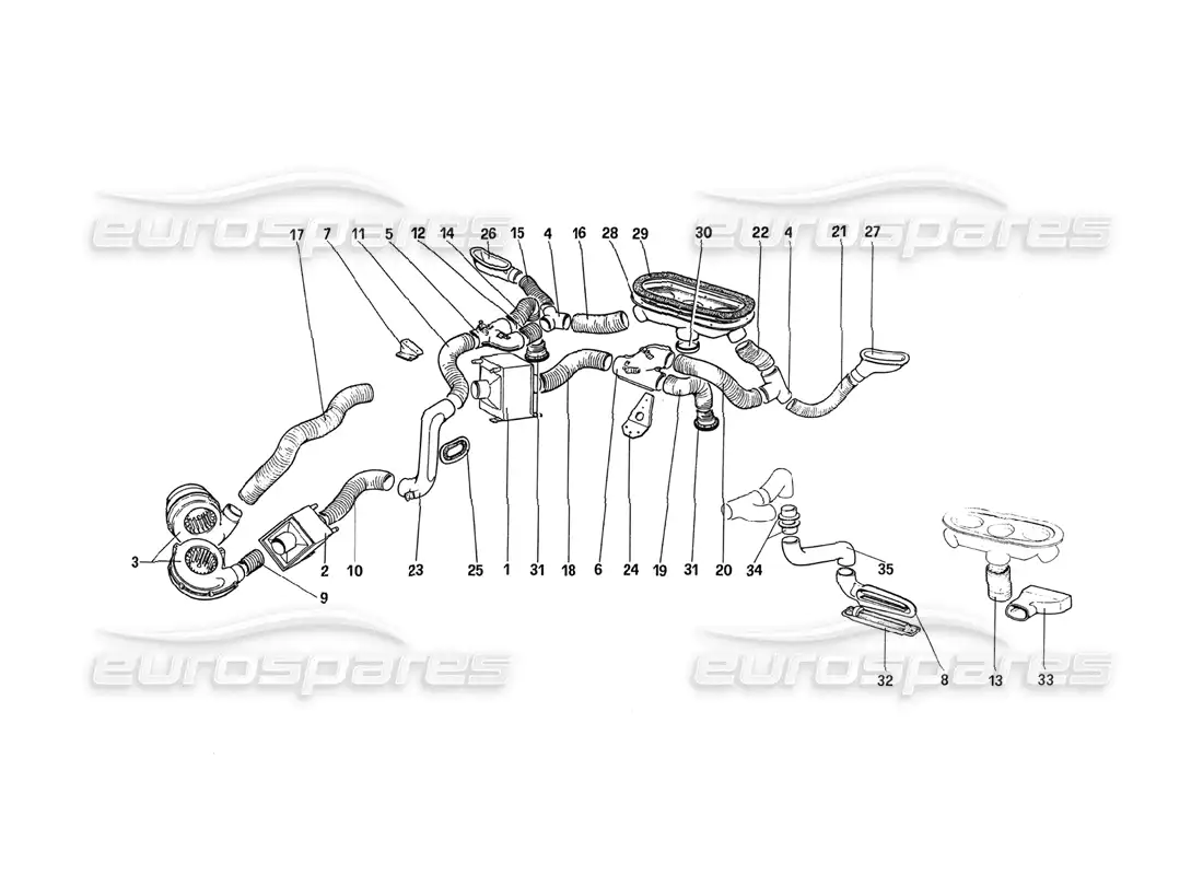 ferrari 288 gto sistema de calefacción diagrama de piezas