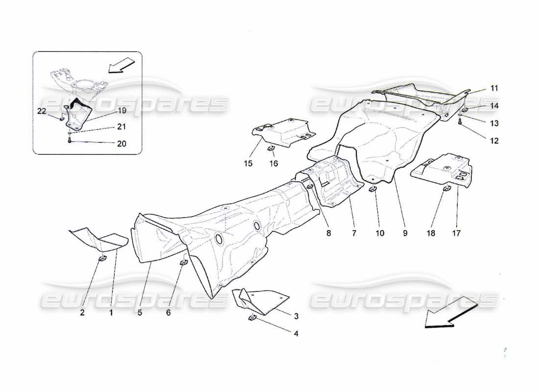 maserati qtp. (2010) 4.7 paneles aislantes térmicos en el interior del diagrama de piezas del vehículo