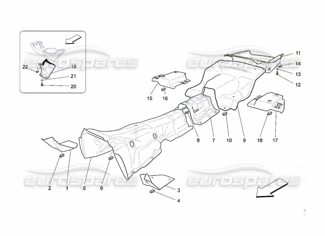 maserati qtp. (2010) 4.7 paneles aislantes térmicos en el interior del diagrama de piezas del vehículo