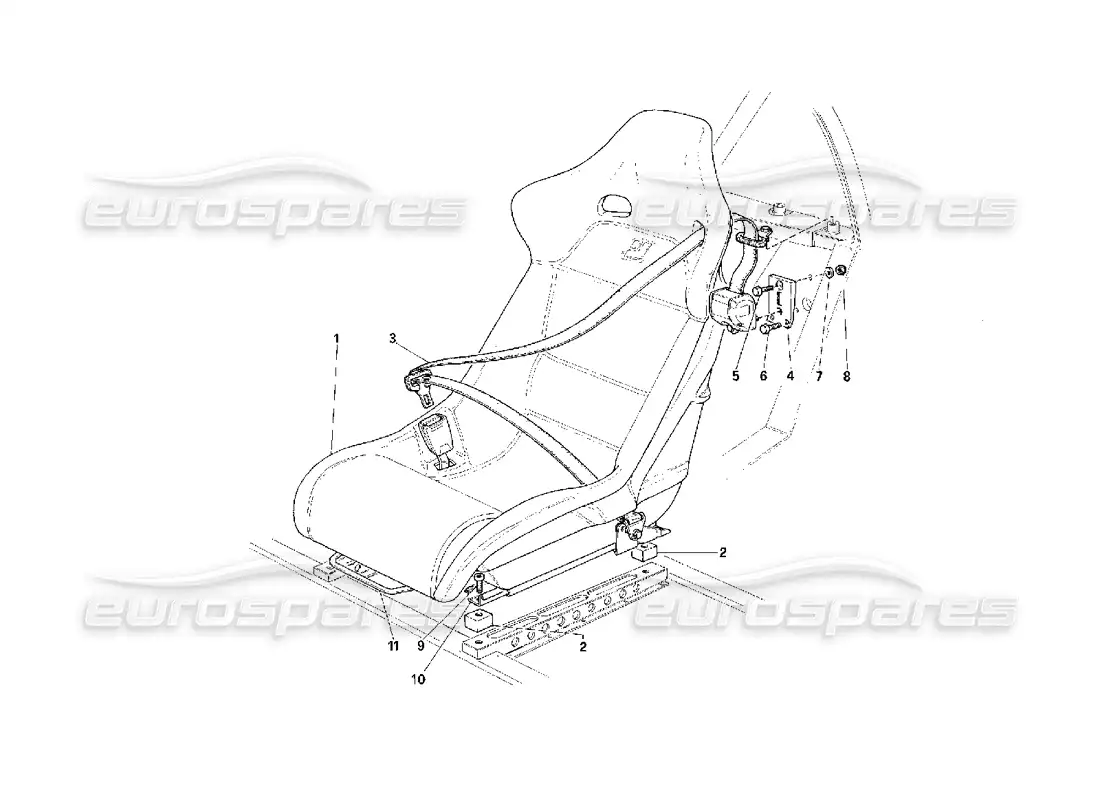 ferrari f40 asientos - cinturones de seguridad -no para ee.uu.- diagrama de piezas