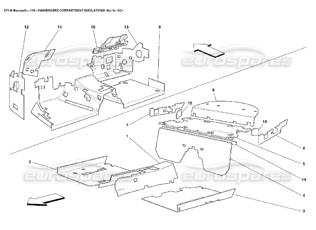 ferrari 575m maranello aislamientos del compartimento de pasajeros no para gd diagrama de piezas