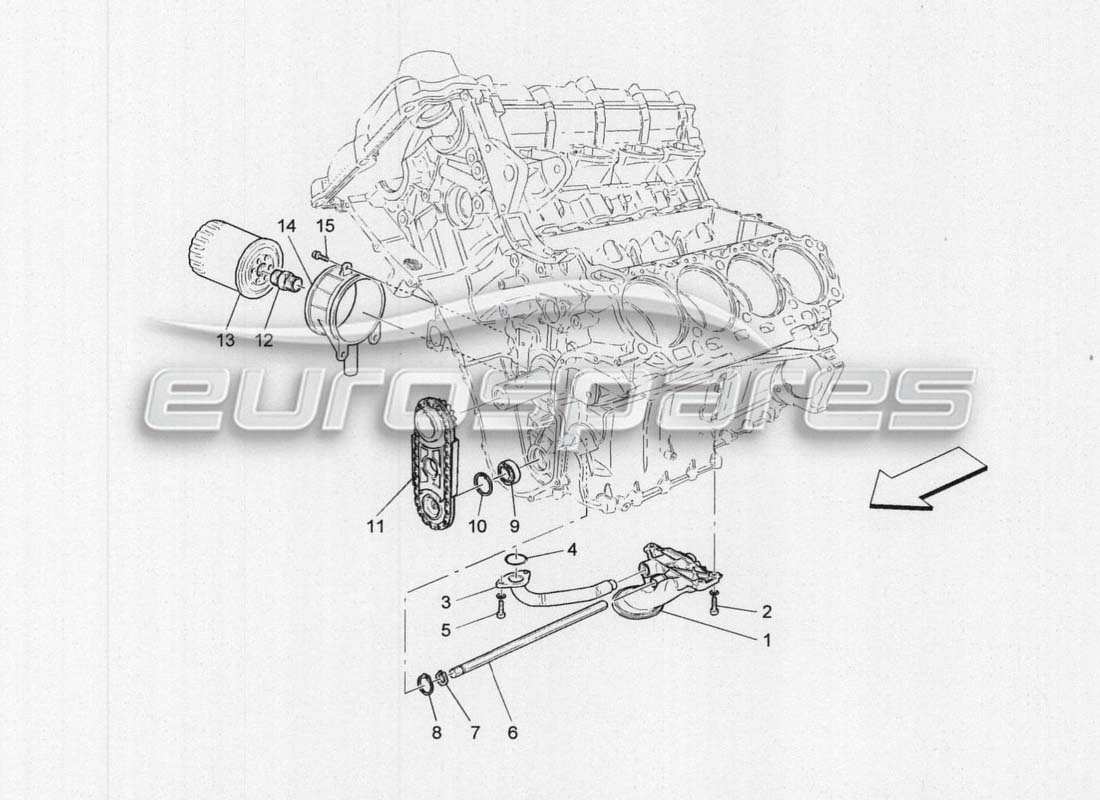 maserati grancabrio mc centenario diagrama de piezas de lubricación de bomba y filtro