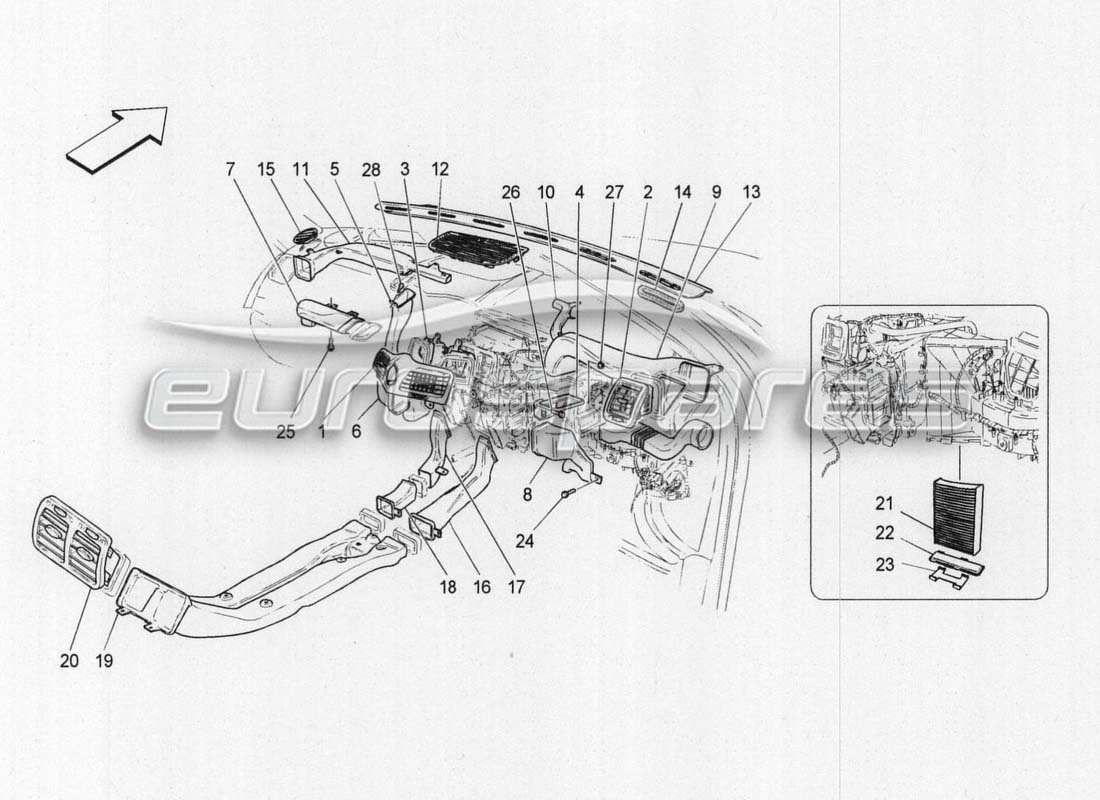 maserati grancabrio mc centenario gruppo ac: diagrama de piezas de difusión