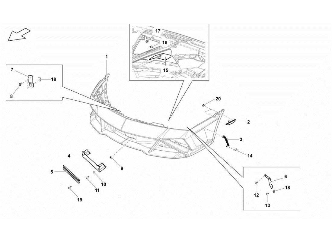 lamborghini gallardo sts ii sc parachoques delanteros diagrama de piezas