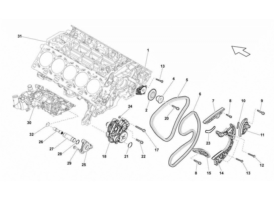 lamborghini gallardo sts ii sc sistema de sincronización de cabeza diagrama de piezas