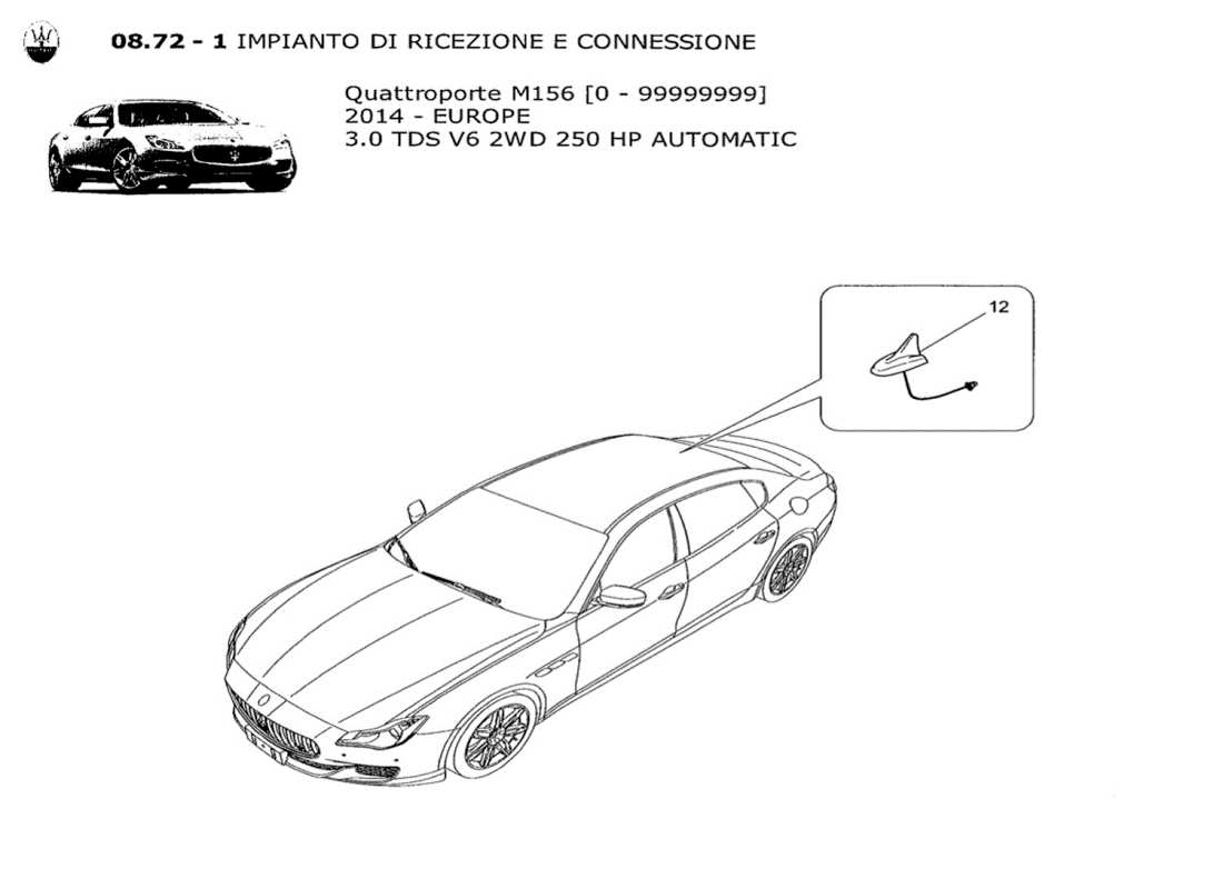 maserati qtp. v6 3.0 tds 250bhp 2014 diagrama de piezas del sistema de recepción y conexión