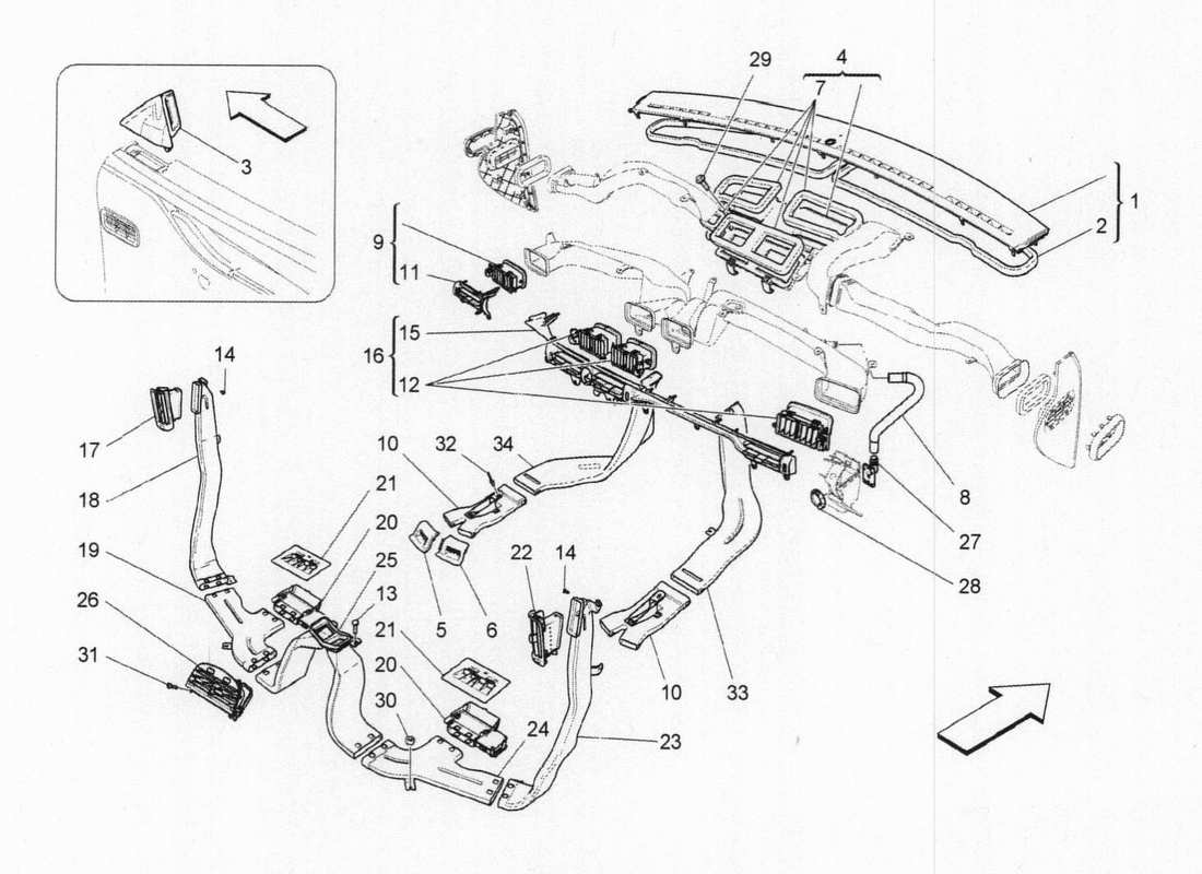 maserati qtp. v6 3.0 bt 410bhp 2015 unidad a c: diagrama de partes de difusión