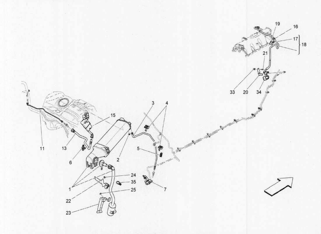 maserati qtp. v6 3.0 bt 410bhp 2015 diagrama de piezas del sistema de recirculación de combustible